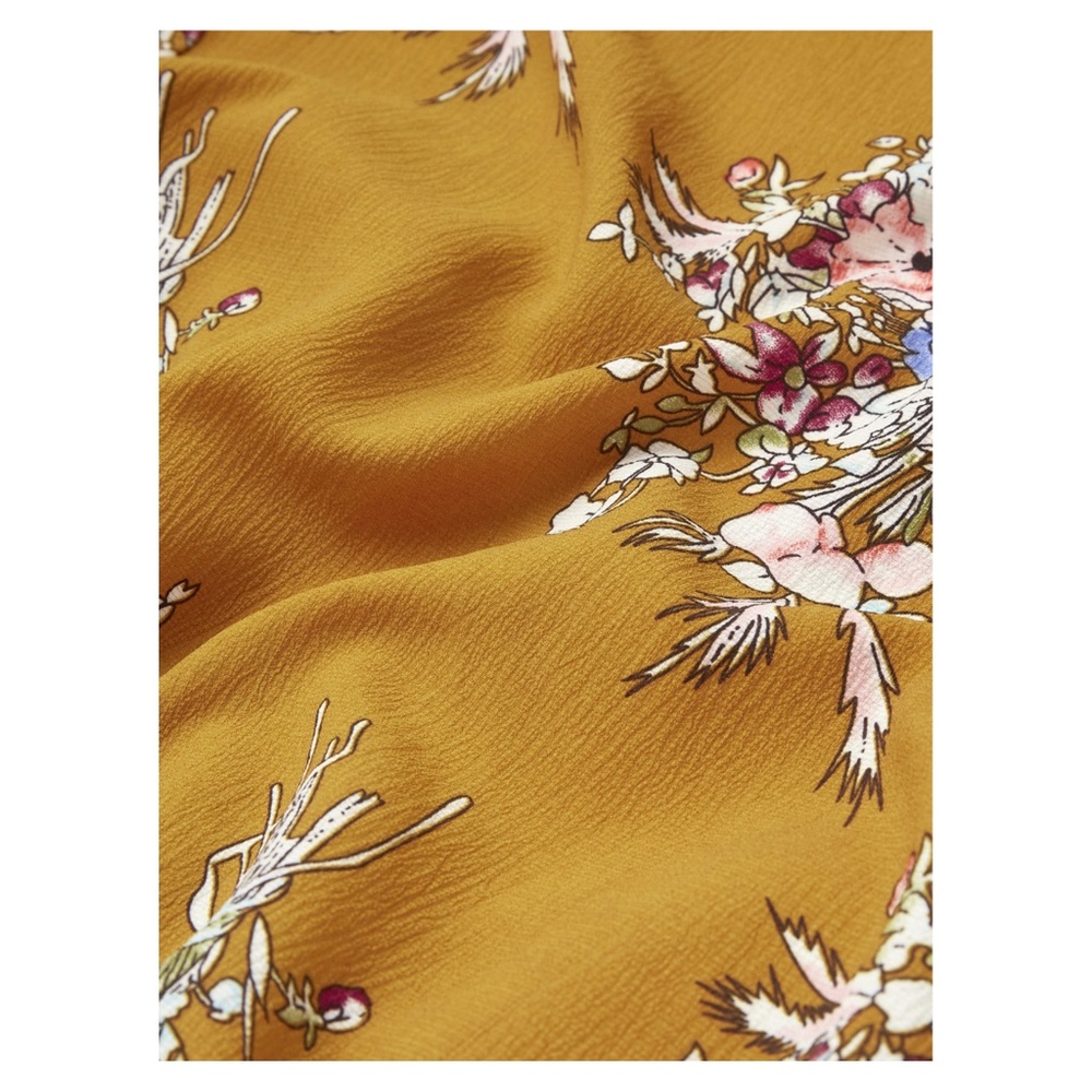 Yellow Floral Long Sleeve Ruffle Maxi Dress - Picture 6 of 6